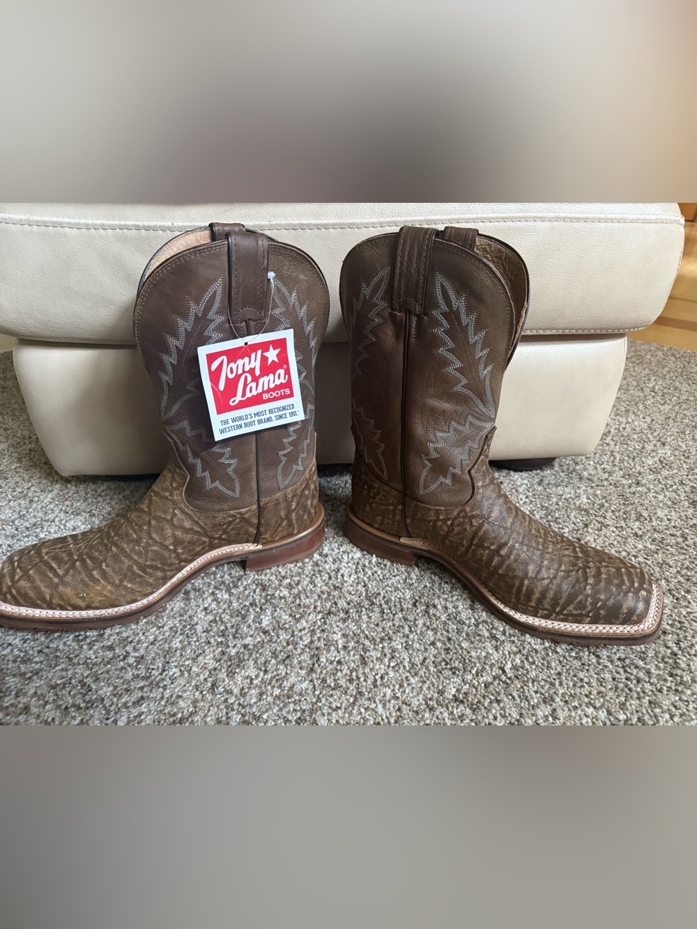 Tony Lama Brown Embroidered Western Cowboy Boots
